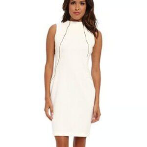 CALVIN KLEIN White Zipper Bodycon Zipper Dress Women's Spring Summer Outfit
